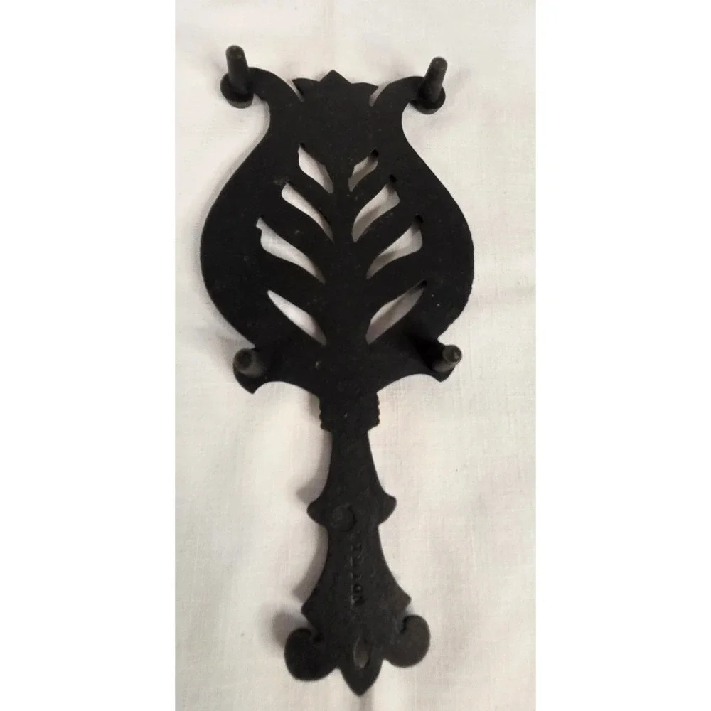 Vintage Cast Iron Tulip Trivet Hand Painted Pennsylvania Dutch Folk Art Red 9in
